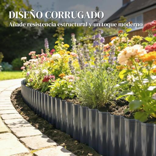 Valla de Jardín Metálica 650x20 cm de Acero Galvanizado Resistente para Huerto Patio Terraza Césped Gris Oscuro [6]