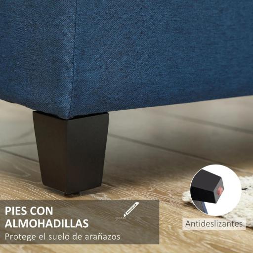 Banco de Almacenamiento Puff de Almacenaje Taburete Tapizado en Lino con Tapa Abatible para Entrada 125x49x41,5 cm Azul [5]