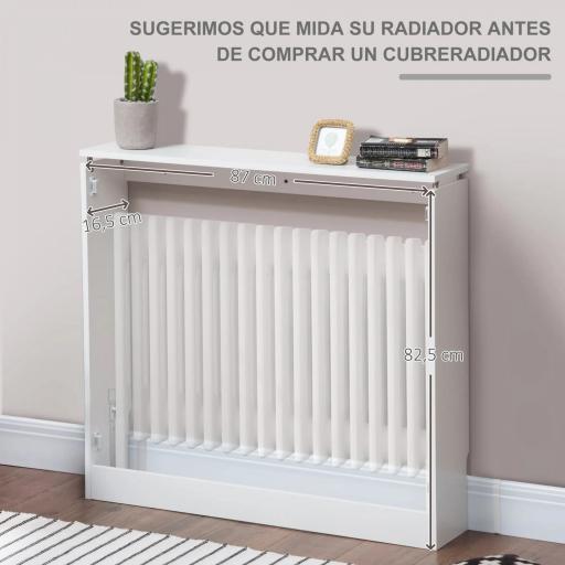 Cubierta de Radiador Blanco 90x18x84 cm Cubre Radiador de MDF Diseño Moderno Estante para Radiador Vertical para Salón [5]