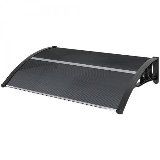Marquesina de Protección contra Sol y Lluvia 100x75x23 cm con Cubierta de Policarbonato para Puertas y Ventanas Negro [8]