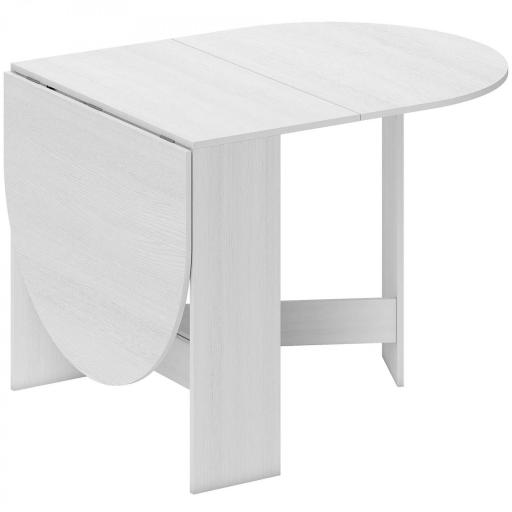 Mesa de Cocina Plegable con Alas Abatibles Mesa Multifuncional de Estilo Moderno de Forma Ovalada 163x80x75 cm Blanco [9]