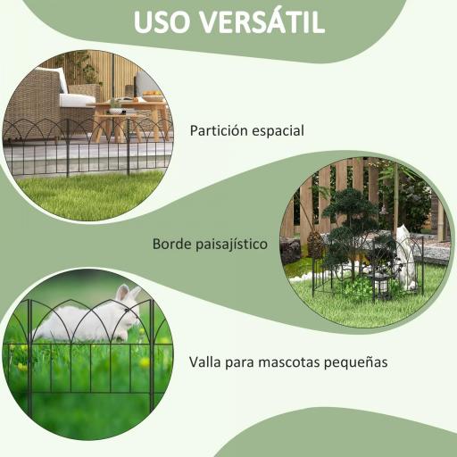 Set de 5 Vallas Decorativas para Jardín de Metal 205x45,5 cm Combinación Libre Barrera para Animales Negro [4]