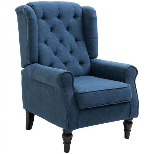 Sillón de Salón con Reposabrazos y Patas de Madera Butaca Carga 160 kg para Dormitorio Oficina Sala de Estar 74x86x102 cm Azul [8]