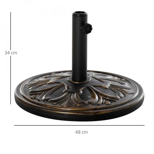Soporte para Parasol Redondo de HDPE y Cemento Peso 13 kg para Poste de Paraguas de Ø35/38/48 mm Ø48x34 cm Bronce [1]
