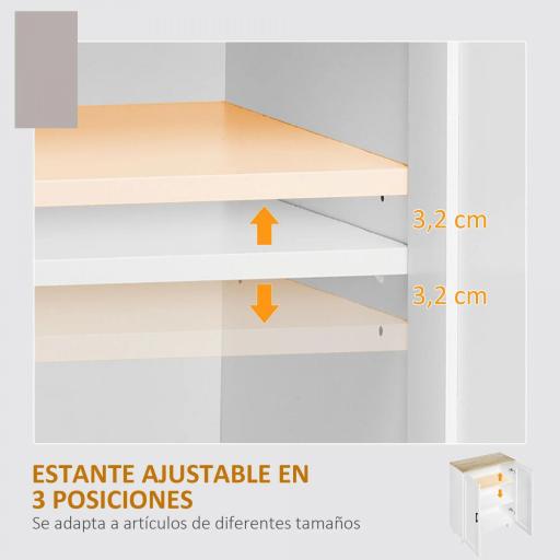 Mueble Auxiliar Moderno con 2 Puertas Estante Ajustable y Base Elevada para Salón Cocina Comedor 60x30x90 cm Blanco [5]