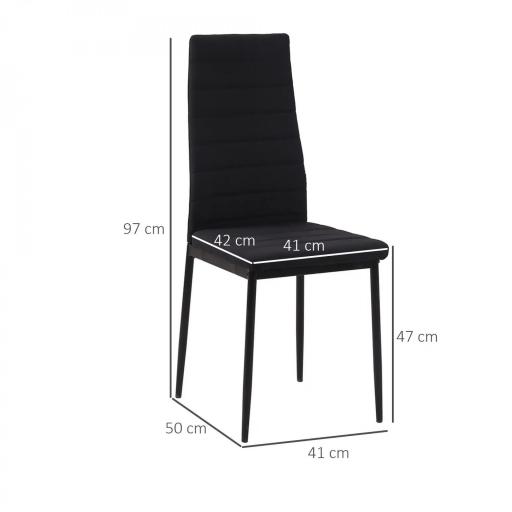 Pack de 4 Sillas de Cocina Modernas Tapizadas en Lino y Patas de Metal para Salón Carga 120 kg 41x50x97 cm Negro [1]