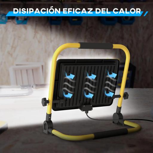 Foco LED con 8500 Lúmenes IP65 6500K Resistente a la Intemperie Ajustable y Portátil 35x20x32 cm Amarillo [2]