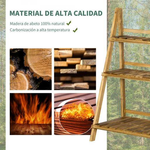 Soporte para Plantas de Madera de 3 Niveles Estantería para Plantas Plegable Soporte para Macetas 80x37x93 cm Natural [2]