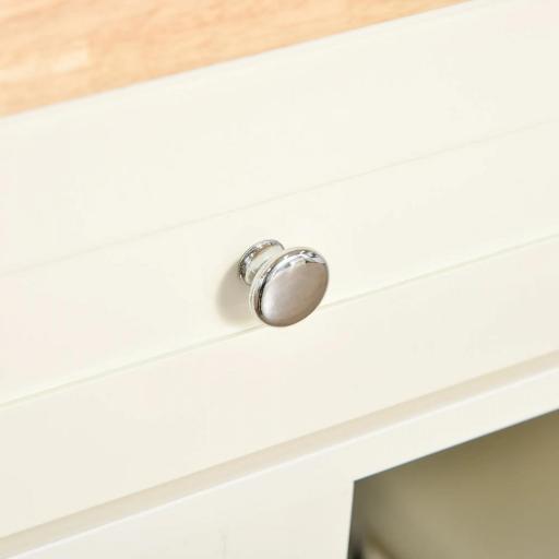 Carrito de Cocina Multifuncional con Ruedas 2 Puertas Correderas 2 Cajones y Barra de Colgar 110x49,5x89,5 cm Crema [7]