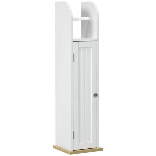 Armario de Baño con Soporte para el Papel Higiénico y Armario de 3 Compartimentos 20x20x80 cm Blanco [8]