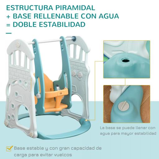  5 en 1 Tobogán y Columpio para Niños +18 Meses con 2 Canastas de Baloncesto Portería Fútbol con Asiento Ajustable Parque Infantil Interior y Exterior 210x186x133 cm Multicolor [3]