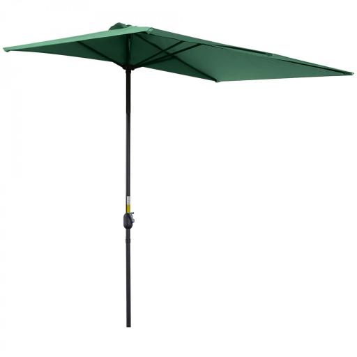 Parasol para Pared 230x130x245 cm Media Sombrilla con Manivela Protección UV 30+ Impermeable Verde [8]