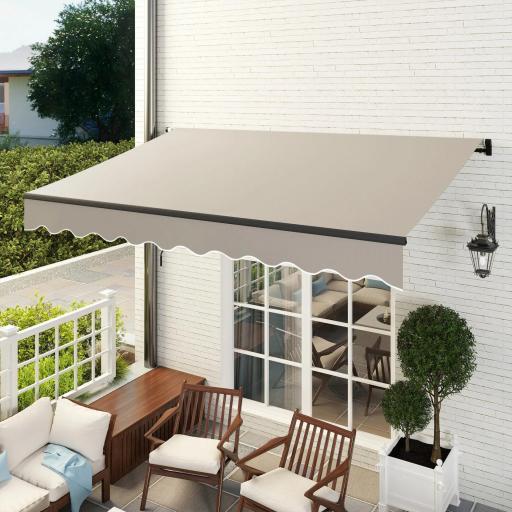Toldo Retráctil de Aluminio para Ventanas y Puertas con Protección UV30+ y Inclinación Ajustable 360x220 cm Crema [7]