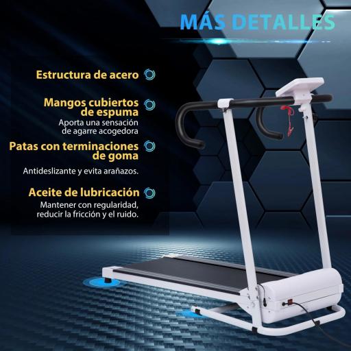 Cinta de Andar Plegable Cinta de Correr Eléctrica Velocidad de 1-10km/h con Pantalla LCD y Carga Máx. 110 kg para Fitness Hogar Oficina 125x61x118 cm Blanco y Negro [2]
