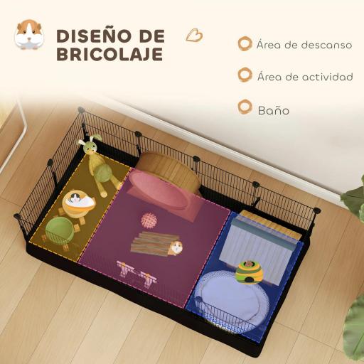 Valla Metálica para Mascotas de 12 Paneles DIY Alfombrilla Impermeable Parque para Cobayas Erizos 120x60x40 cm Negro [4]
