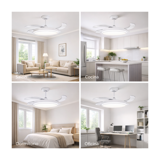 Ventilador de Techo con Lampara Led Modelo Extra Flow, mando a distancia 3 años de Garantia [4]