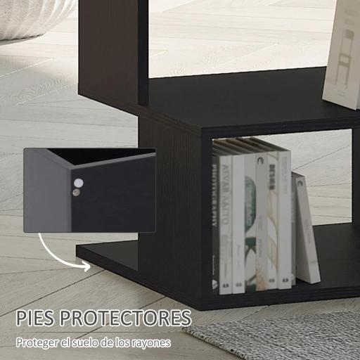 Mesa Auxiliar Cuadrada de 3 Niveles con 3 Estantes Abiertos de Almacenaje para Salón Dormitorio 40x40x43 cm Negro [4]