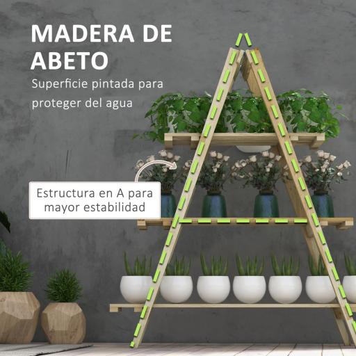 Soporte para Plantas Plegable de Madera Estantería para Macetas de 3 Niveles con Marco en A 100x36x112 cm Natural [3]