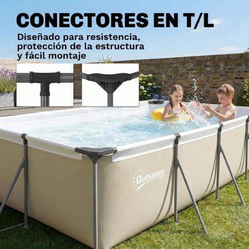 Piscina Desmontable Tubular 394,5x208,3x80,5 cm 6075 L con Marco Metálico Parche de Reparación sin Depuradora Gris [3]