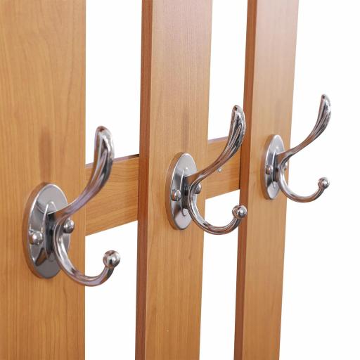 Recibidor de Entrada con Espejo Perchero y Zapatero Mueble de Recibidor de 2 Piezas con 6 Ganchos Estantes y Cajón Abatible para Pasillo Madera Marrón [5]