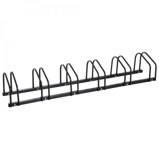 Aparcamiento para 6 Bicicletas Soporte de Acero para Aparcar Bicicletas en el Suelo o Pared 179x33x27 cm Negro [8]