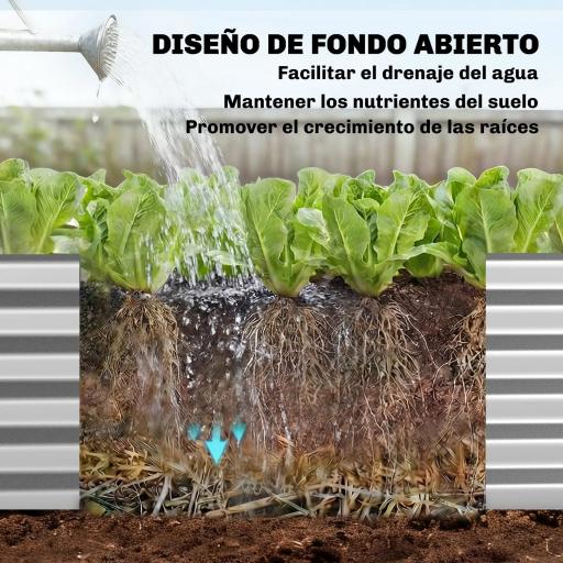 Jardinera Exterior Grande conCubierta de Invernadero y Malla Base Abierta para Patio Terraza 200x60x103 cm Plateado [4]