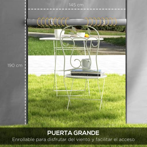  2 Paredes Laterales para Carpas 300x200 cm con Ventana Enrollable y Puerta con Cremallera para Carpa 3x3 m o 3x6 m Gris [7]