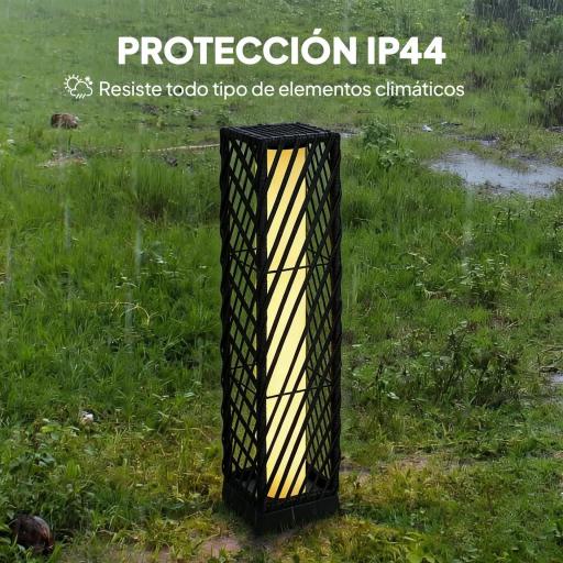 Linterna de Jardín de Ratán Farola Solar Exterior con Luces LED Encendido y Apagado Automático Impermeable IP44 Negro [7]