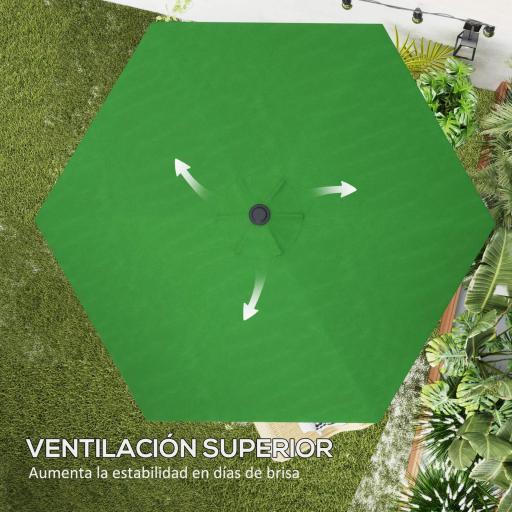 Toldo de Recambio de Sombrilla de 3 m Toldo de Repuesto para Sombrilla con Ventilación Superior Protección UV 30+ Verde [5]