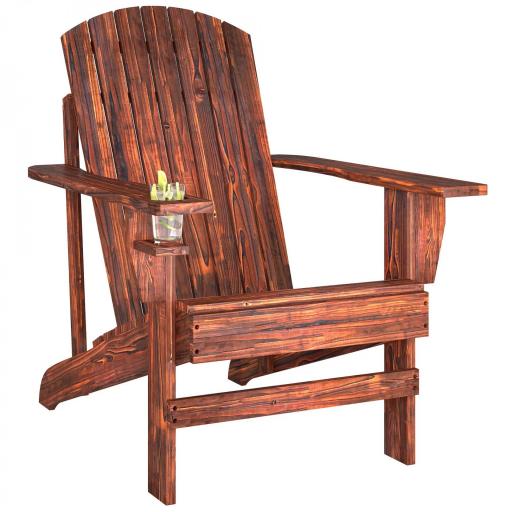 Silla Adirondack de Madera con Reposabrazos y Respaldo Alto para Terraza Balcón Exterior 72x95x93 cm Marrón [9]