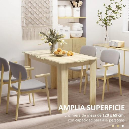 Mesa de Comedor para 4-6 Personas Rectangular de Melamina de Madera y Estilo Moderno 120x69x75 cm Roble [5]
