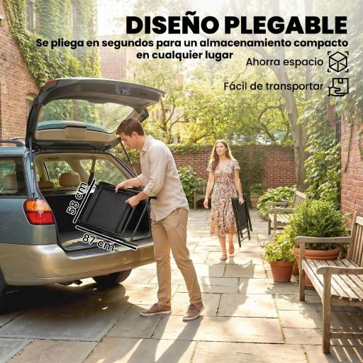 Conjunto de 4 Sillas de Jardín Exterior Plegables con Respaldo Alto y Reposabrazos para Terraza Playa 58x62x97 cm Negro [4]