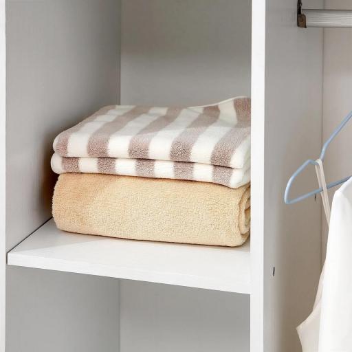 Armario Abierto con Ruedas Barra y Estantes para tener Ropa Colgada y Doblada 80x40x128 cm Blanco [5]