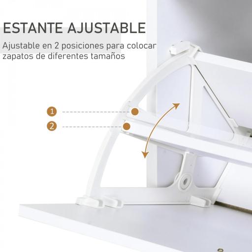 Organizador de Zapatos Multifuncional Zapatero con 3 Cajones Estante de Vidrio Asa de Aluminio para Pasillo Tablero de Partículas Carga 50 kg 60x24x105,5 cm Blanco [4]