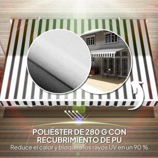 Toldo Manual Retráctil 395x245 cm Ángulo Ajustable Brazo Articulado Anti-UV e Impermeable Montaje a Pared Azul y Blanco [5]