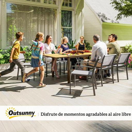 Mesa de Comedor Exterior Extensible de 160-240 cm para 6-8 Personas Mesa de Jardín Rectangular para Terraza Marrón [3]