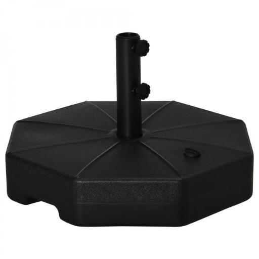 Base de Sombrilla Rellenable de Agua 28 kg o Arena 40 kg Soporte de Parasol Octagonal Apto para Postes de 38mm 48 mm para Jardín Terraza Ø60x36 cm Negro [8]