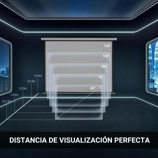 Pantalla del Proyector Eléctrica Portátil Universal 84 Pulgadas Pantalla para Proyección Motorizada 4:3 con Control Remoto Cine en Casa Presentaciones Colgada de Pared [2]