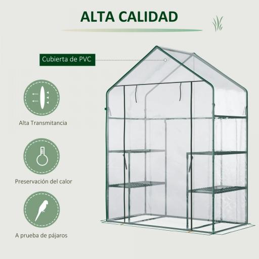 Invernadero de Jardín con 4 Estantes 1 Puerta con Cremallera para Cultivo de Plantas Flores 142x73x195 cm Verde [1]