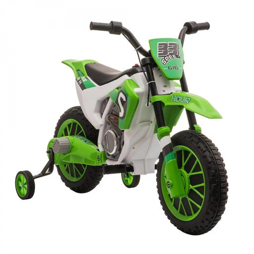 Moto Eléctrica para Niños de +3 Años 12V Moto de Juguete Infantil con 2 Ruedas de Equilibrio Velocidad 3-8 km/h Arranque Suave 106,5x51,5x68 cm Verde [8]