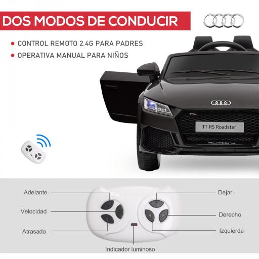 Coche Eléctrico para Niños de 3+ Años Audi TT Eléctrico Infantil 12V con Velocidad 3 km/h Mando a Distancia 102x60x44 cm [3]