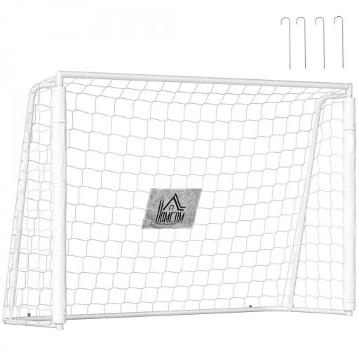 Portería de Fútbol con Soporte de Metal y Red para Entrenamiento de Fútbol en Jardín Aire Libre 186x62x123 cm Blanco [9]