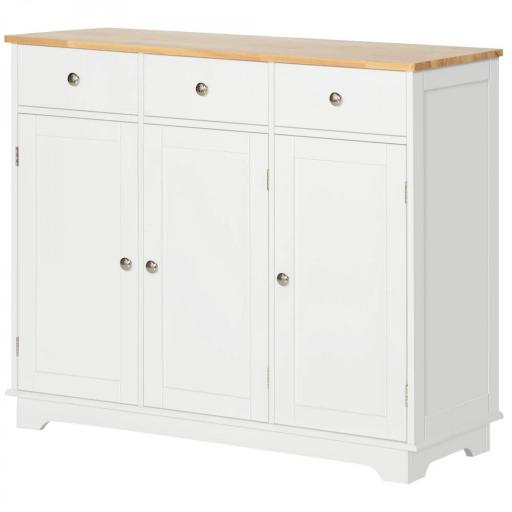 Aparador de Cocina Mueble Auxiliar de Almacenaje para Comedor Salón Estilo Moderno Antivuelco 101x40x85 cm Blanco [8]