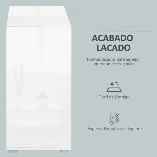 Aparador para Cocina con 2 Puertas 2 Cajones Marco de Blanco Brillante Estante Ajustable Apertura a Presión Armario de Almacenamiento para Dormitorio Salón 79x36x74 cm Gris [8]