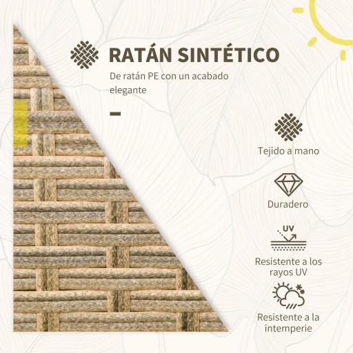 Conjunto Mesa y 2 Sillas de Jardín de Ratán Sintético con 2 Cojines Decorativos 46x46x48 cm y 59x71x80 cm Marrón [4]