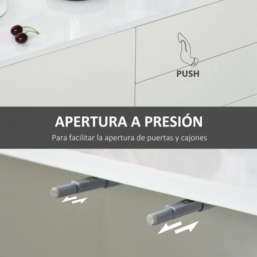 Aparador para Salón con 3 Puertas 2 Cajones y Estante Ajustable 117x36x74 cm Blanco [4]