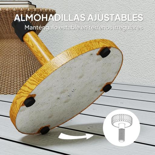 Base para Sombrilla de Exterior con Almohadillas Ajustables Relleno de Cemento y Diseño Decorativo Ø48x44 cm Madera [2]
