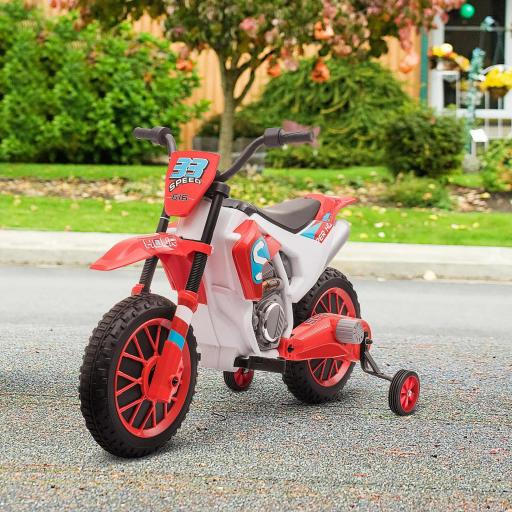 Moto Eléctrica para Niños de +3 Años 12V Moto de Juguete Infantil con 2 Ruedas de Equilibrio Velocidad 3-8 km/h Arranque Suave 106,5x51,5x68 cm Rojo