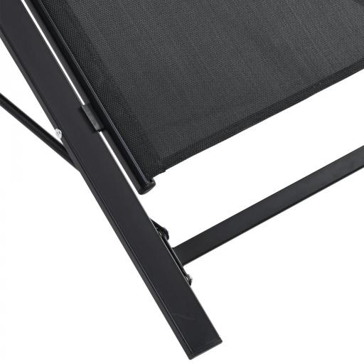 Set de 2 Tumbonas Jardín Exterior con Mesa Auxiliar de Vidrio Templado Tumbonas con Respaldo Reposabrazos para Patio Piscina Terraza Exterior Negro [5]