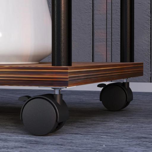 Soporte para Plantas de Madera y Acero de 3 Niveles con 5 Estantes Cuadradas y 4 Ruedas 59x59x110 cm Carbonizado [7]